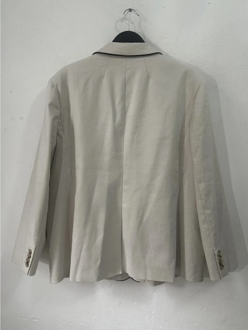 J.Crew Linen Blend Blazer Women’s Size 18 Ivory Black Trim Two Button Jacket
